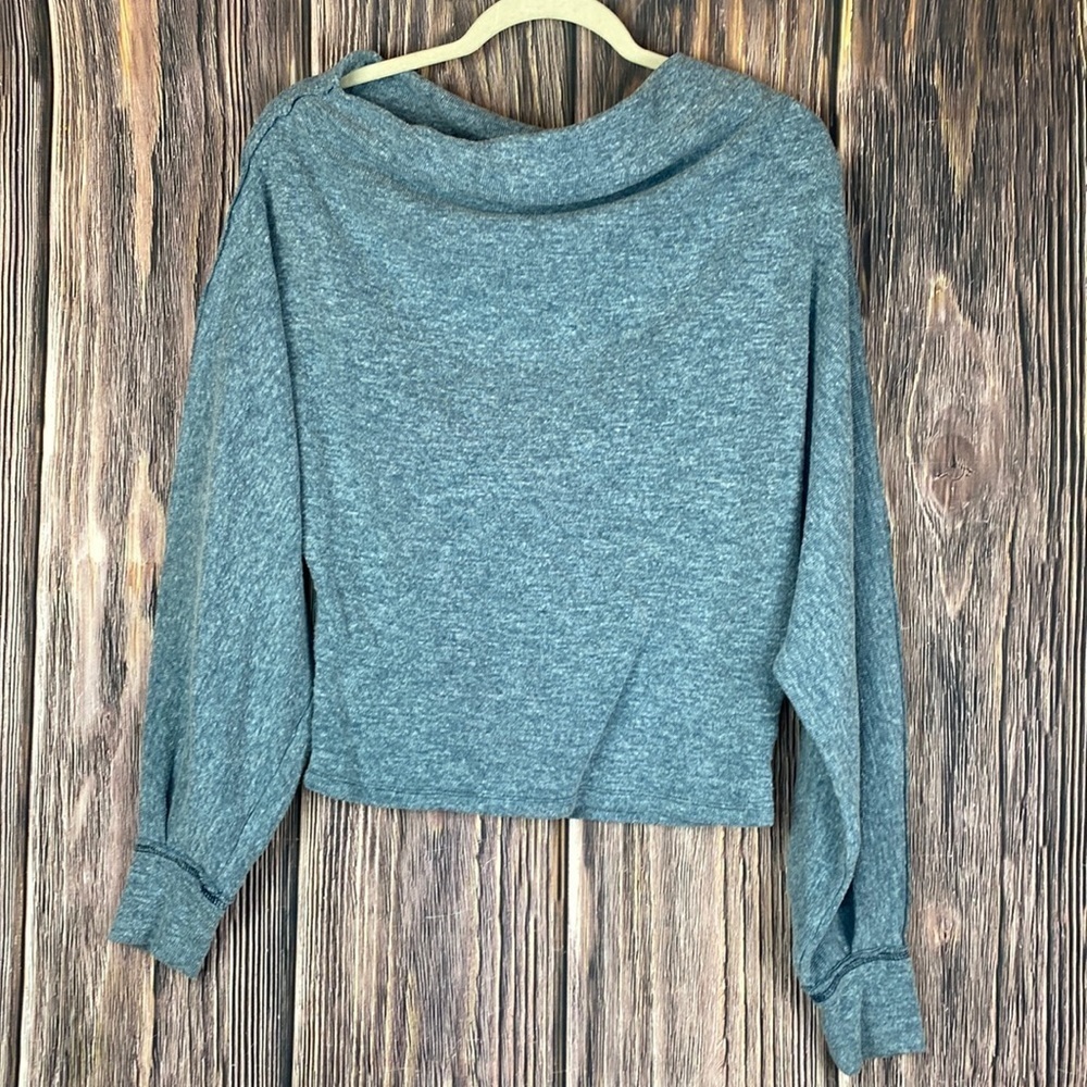 WE THE FREE Heather Blue Cozy Oversized Long Thermal Dolman Sleeve Top- Size XS